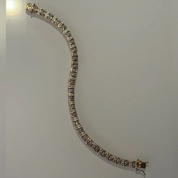 Gold plated 925 Silver Tennis Bracelet - Picture 4 of 9